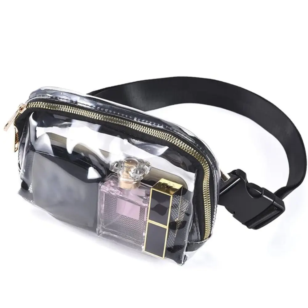 حقيبة خصر شفافة مقاومة للماء من مادة PVC خفيفة الوزن مع محفظة كروس ملعب بحزام قابل للتعديل