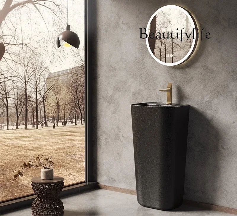 

XE Imitation Stone Column Basin Inn Balcony Vertical Wash Basin Chinese Floor-to-ceiling Washbasin B & B Bathroom