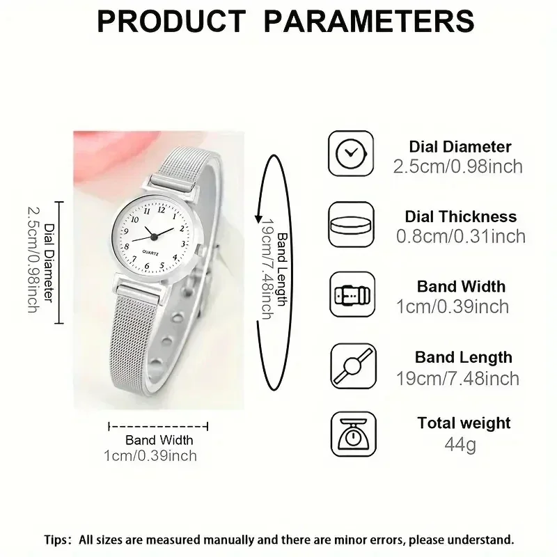 2 قطعة/6 قطعة ساعة دائرية كاجوال وقلادة كوارتز، سوار، خاتم، طقم أقراط، عصري،