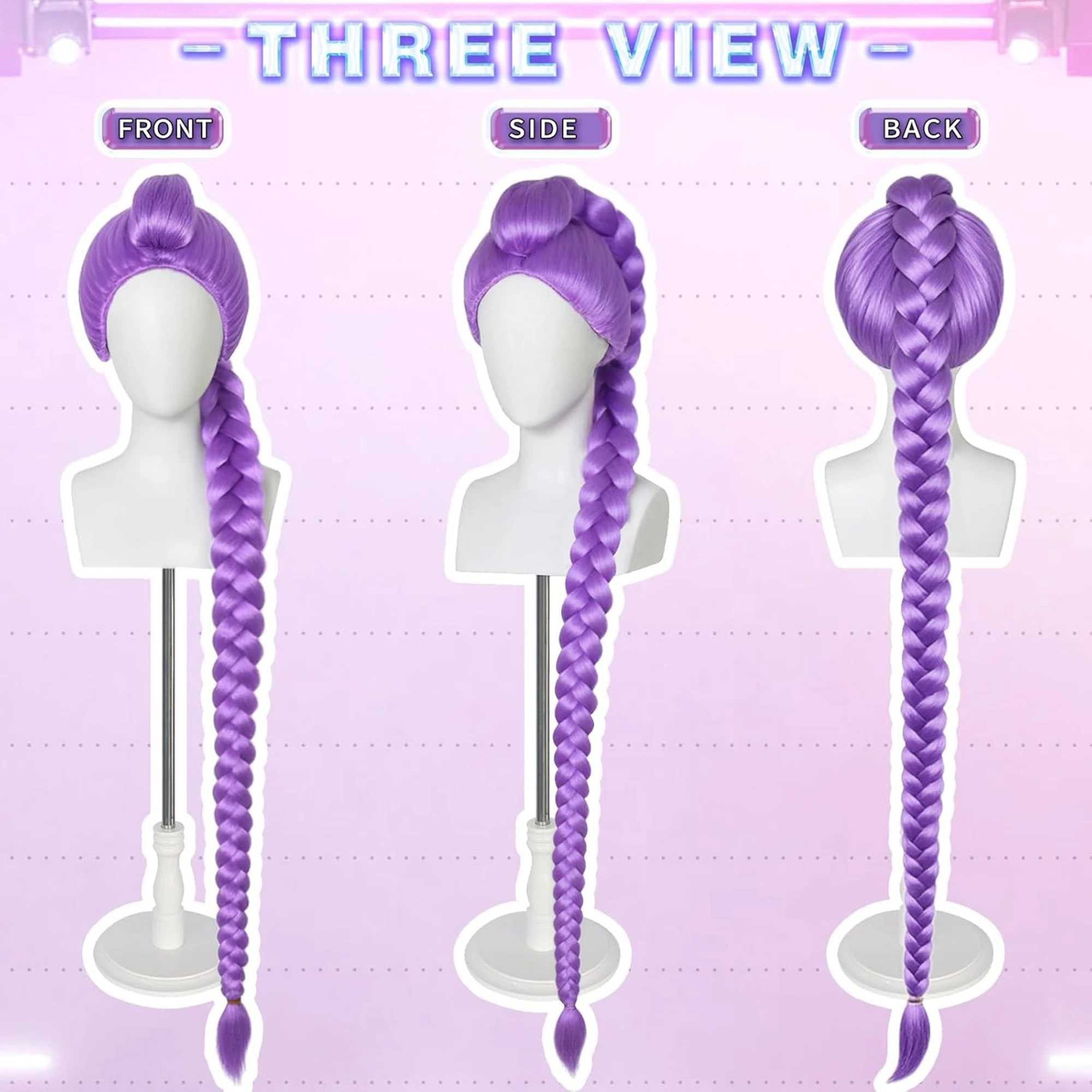 

Long Purple Braided Wigs for Women/Kids Long Ponytail Braided Costume Wigs for Cosplay Wig for Halloween Party Costume Anime