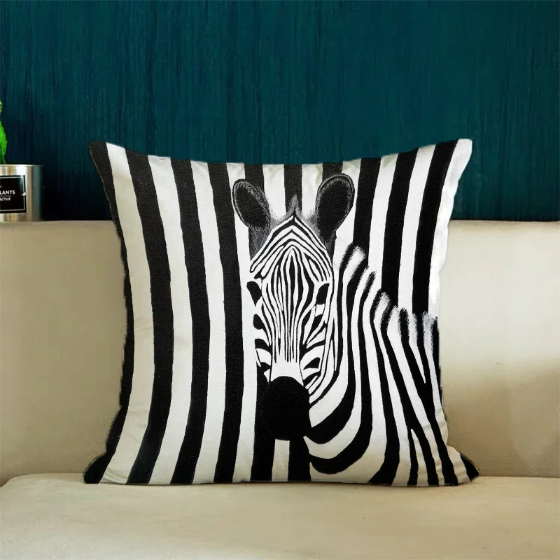 Christmas Supplies Zebra Black White Pillow Covers Decorative Luxury Cushion Cover for Pillow Pillowcase 40x40 Bed Pillowcases