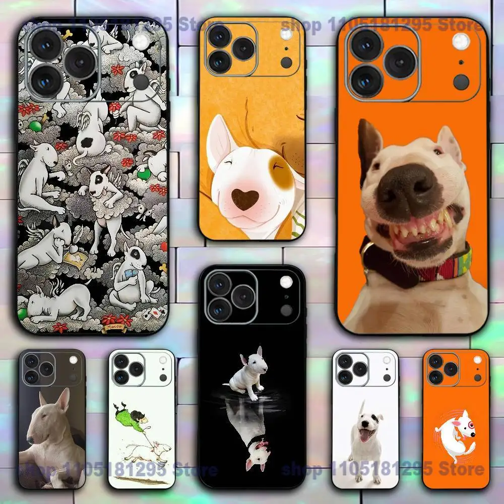 

Cute Bull Terrier Dog For iPhone 17,16,15,14,13,12,11,Pro,X,XS,Max,XR,Plus,Mini Soft Silicone Phone Case Black Shockproof TPU