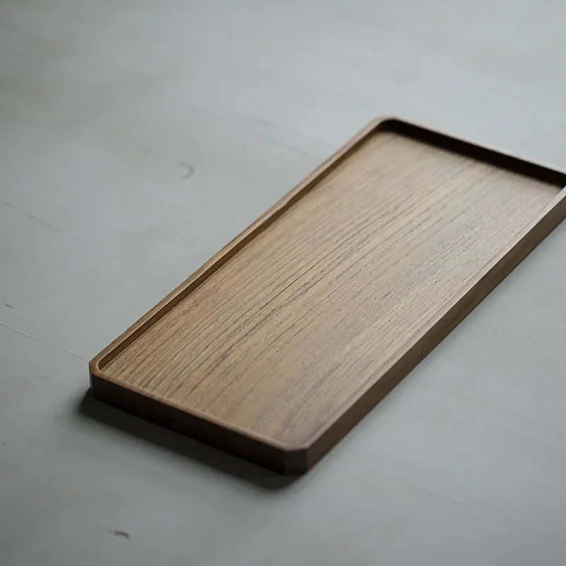 Solid Teak Wood Tea Tray Rectangular Dry Brewing Table Household Kung Fu Tea Set Holder Fruit Snack Storage Plate for Living