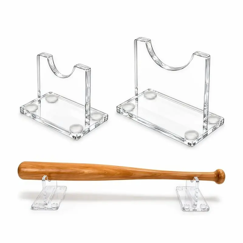 2 Pack Desktop Baseball Bat Rack, Clear Acrylic Integrated Softball Bat Rack, Home Display Stand With Anti-Slip Pads-B60B