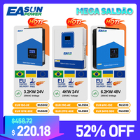 Easun Hybrid Solar Inverter 3.2KW 4KW 6.2KW 120A Mppt Charge 48V Pure Sine Wave Off Grid Inverter 500VDC Pv Input Inverter with