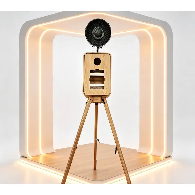 Customized High Quality Portable Compatible iPad Camera Vertical Single-sided Wooden Photo Booth for Friend Party view 6