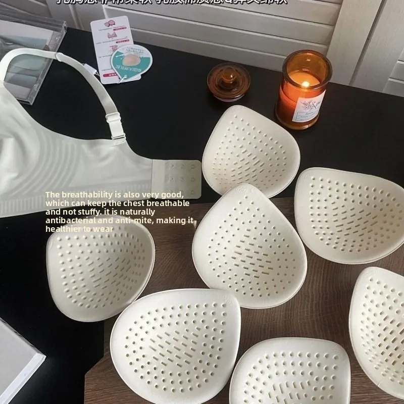 Bralette deportivo inalámbrico de látex Natural, sujetador con relleno de inserción extraíble, copas finas transpirables y ligeras, cómodo sujetador no acolchado