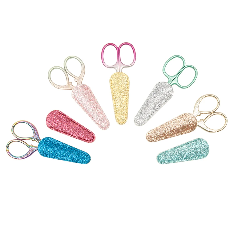 Embroidery Scissors Sheath Leather Glitter Protective Cover Barber Hairdressing Shears Holster For Scissors Protection