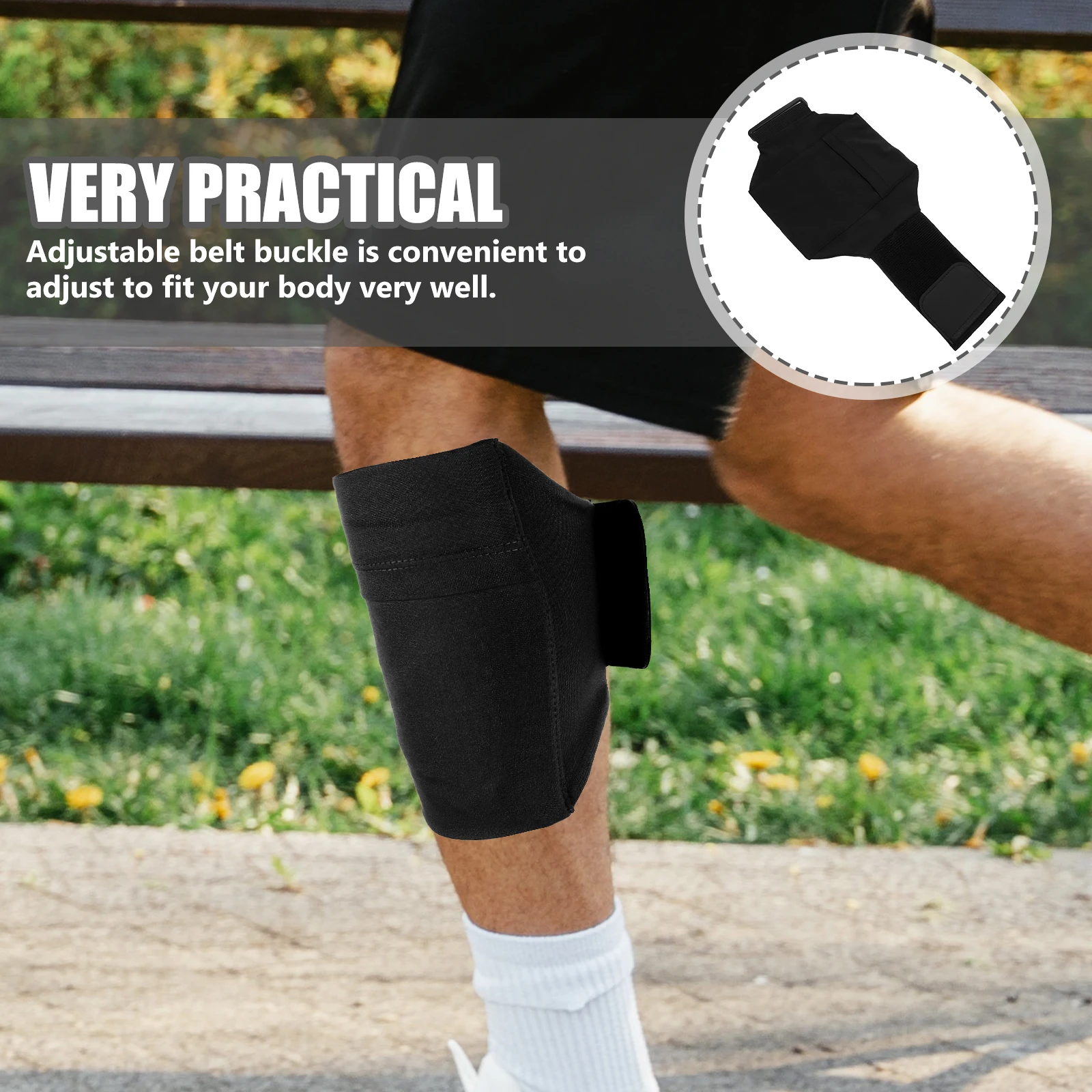 

2pcs Leg Band for Sports 5.5-7.5 Inch Running Bag Adjustable Gray -slip Sticky Elastic High-density Strap Leg