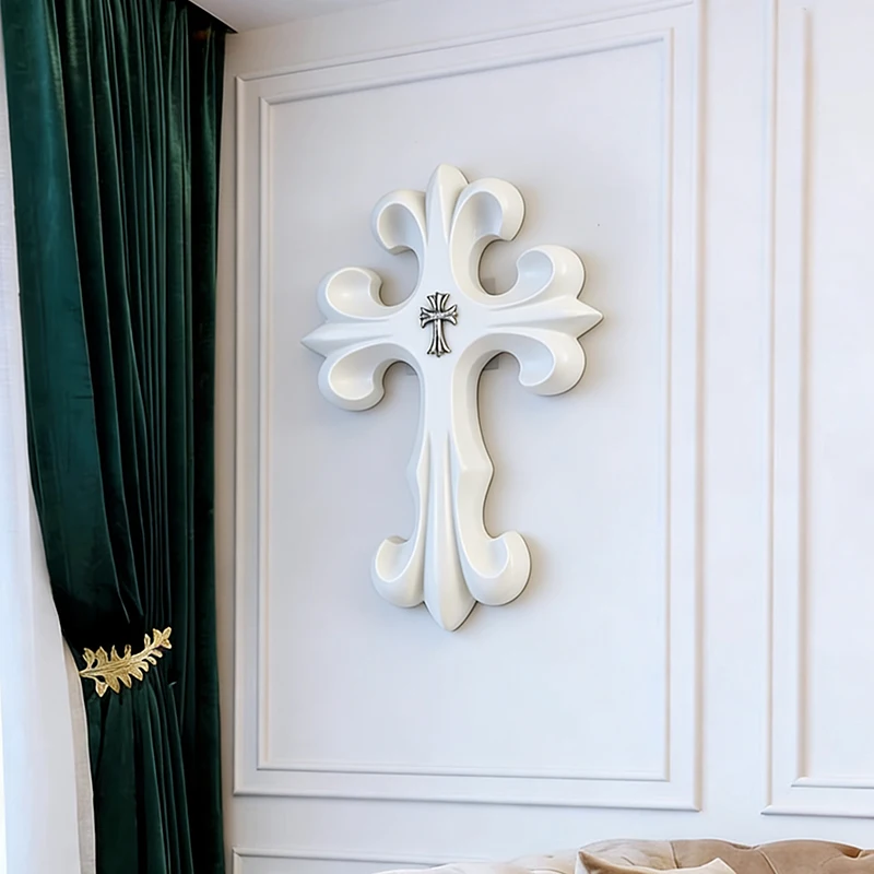 Vintage Cross Ornament Retro Carving Cross Decoration Home Living Room Bedroom Wall Decoration Gift - view 2