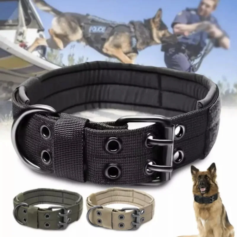 Durable Tactical Dog Collar Adjustable Pet Collar Medium Large Dog German Shepherd Outdoor Training Accessories