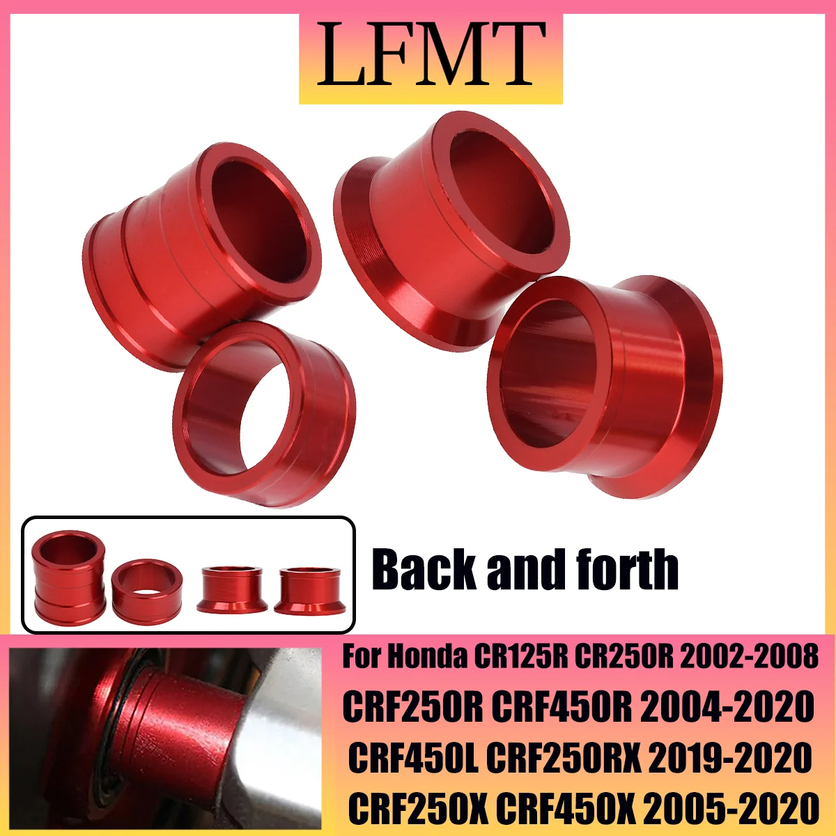

Motorbike CNC Front And Rear Wheel Hub Spacers Suit For HONDA CRF250R CRF250X CR125 CR250R CRF450R CRF450X 2004-2019 2020 2021