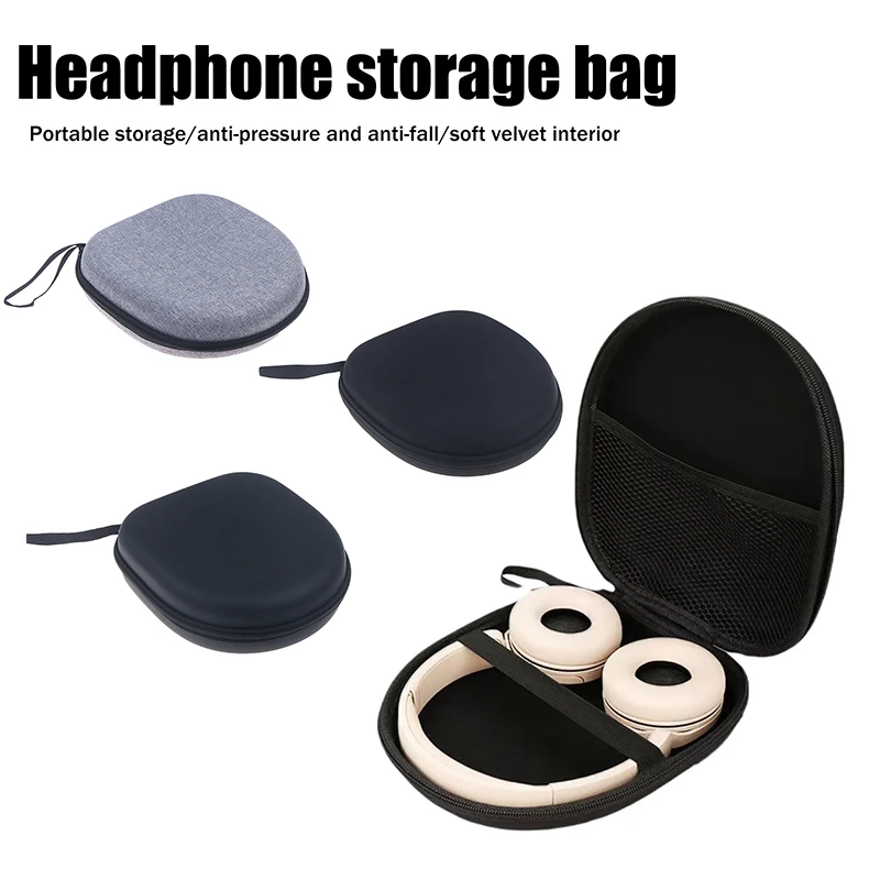 Estojo para fone de ouvido de alta capacidade, caixa de armazenamento à prova de choque, capa dura eva, bolsa protetora com zíper universal