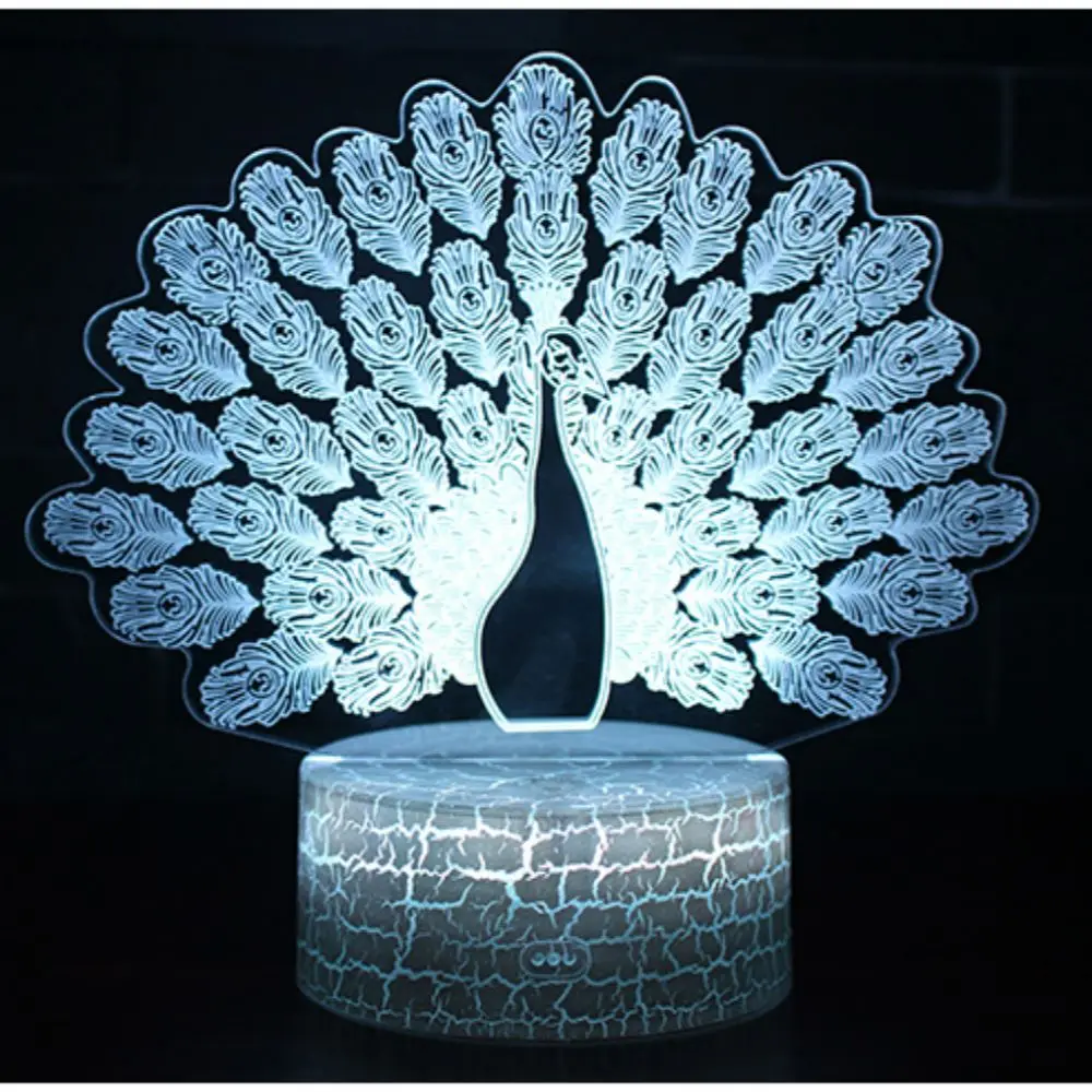 Nighdn Peacock Night Light para niños, decoración de dormitorio, lámpara de mesa USB táctil, luz nocturna Led para niños, regalos que cambian de