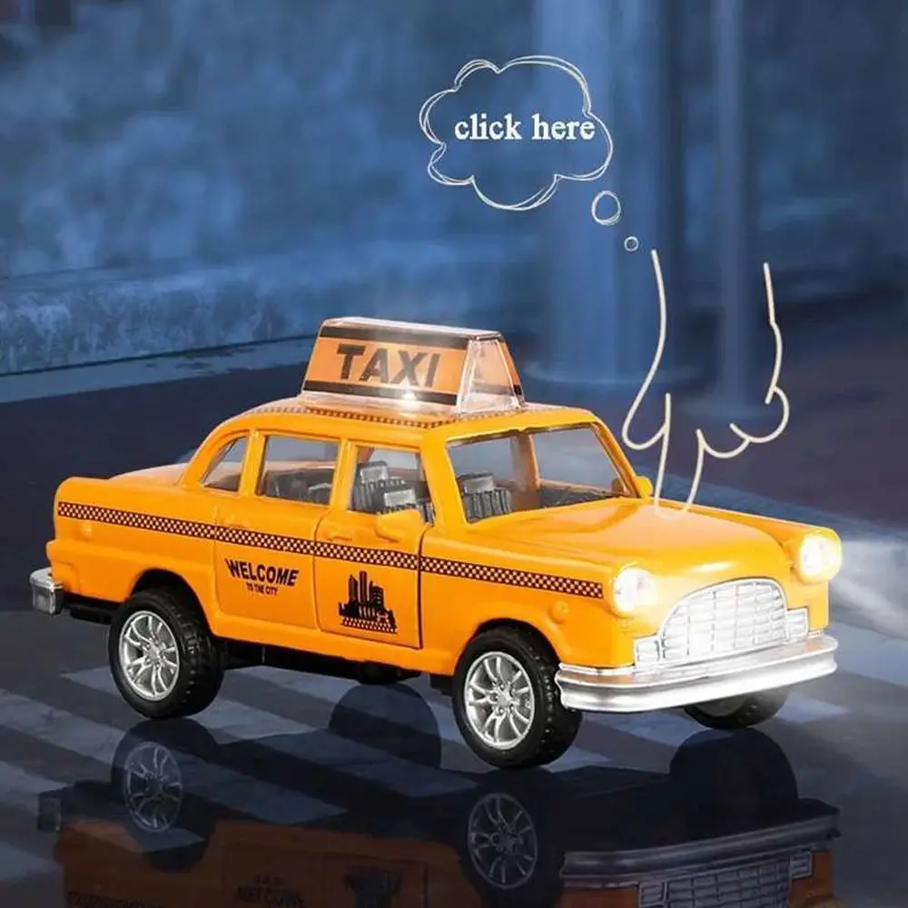 Simulated Zinc Alloy Taxi Model Toy Plastic With Sound Light Kids Toy Vehicle Rubber Classic Toy Taxi Car Car Parent-child