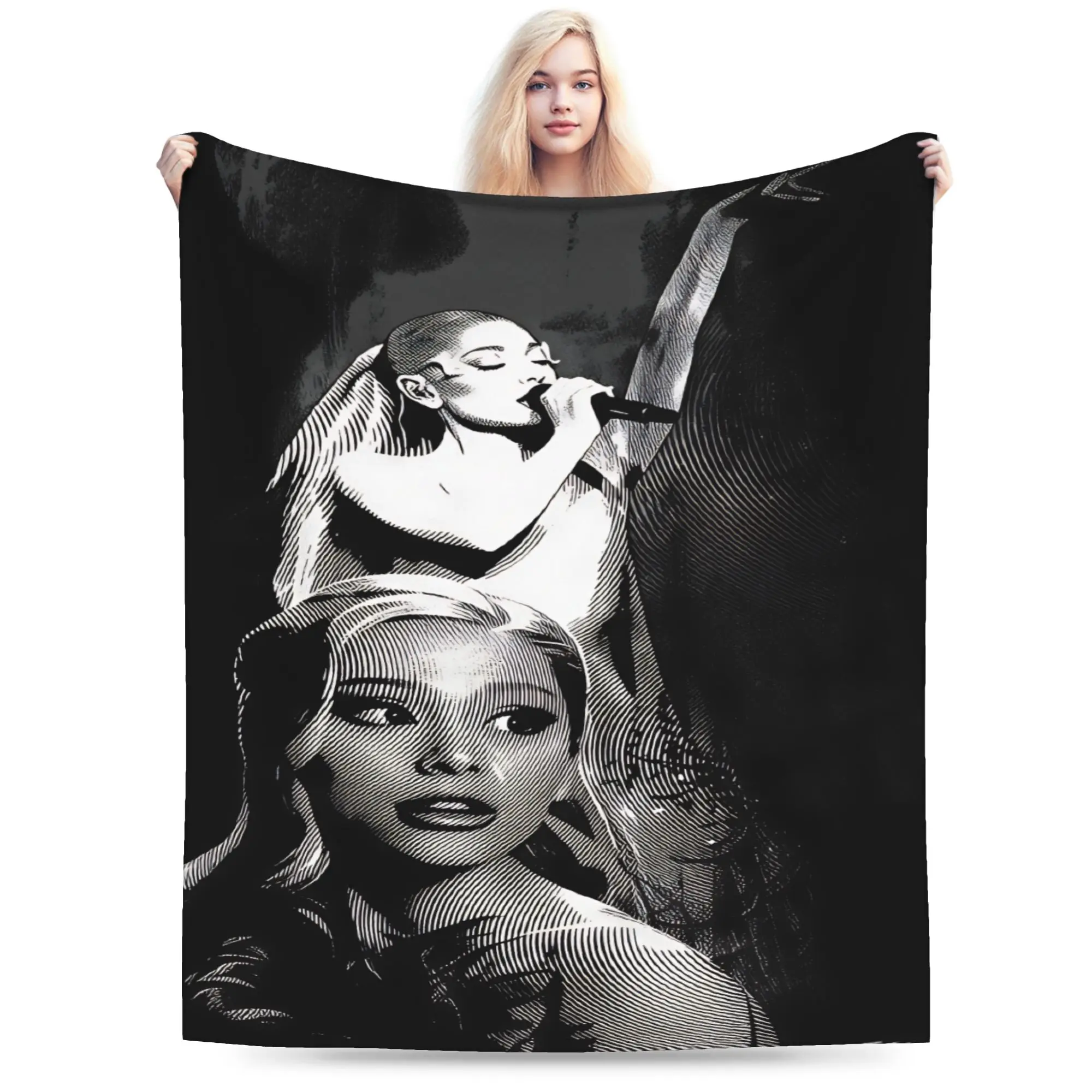 Cozy Blanket Travel Arianas Grande  Throw Blanket Graphic  Bedspread For Couch Bed