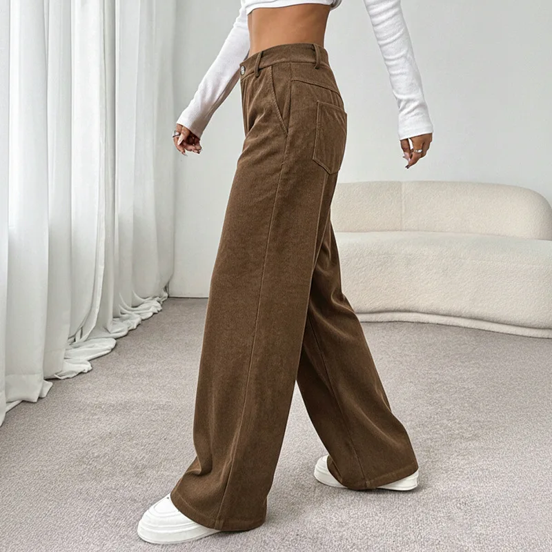 2025 Casual Women's Street Style Lace Up Pants  Loose and Fashionable Waist Cinched Wide Leg Floor Pants for Women