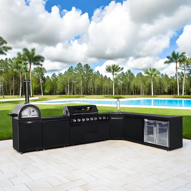 FOODLINE Rust Resistant Outdoor Kitchen Cabinet Module For 30 Inch Propane Grill Station