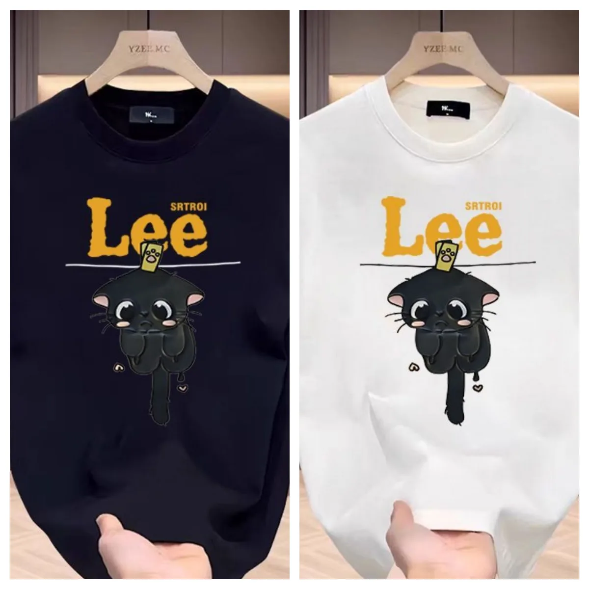 

Summer Short Sleeve Versatile Casual American Versatile Retro Trend Cartoon Printing Pure Cotton