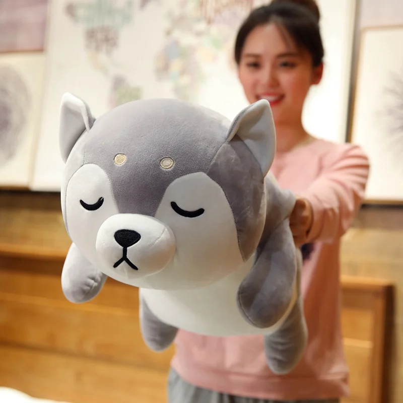 New Big Size Lying Husky Pillow Kawaii Anime Pillow Corgi & Shiba Inu Dog Plush Toys Stuffed Animal Doll Children Baby Nice Gift