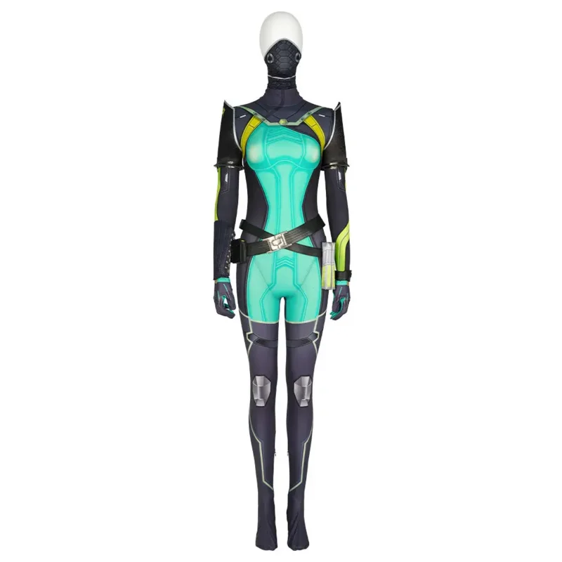 Game Valorant Viper Cosplay Jumpsuit Costume with Face Mask for Women Bodysuit Halloween Outfit Party Carnival Costume MS34404