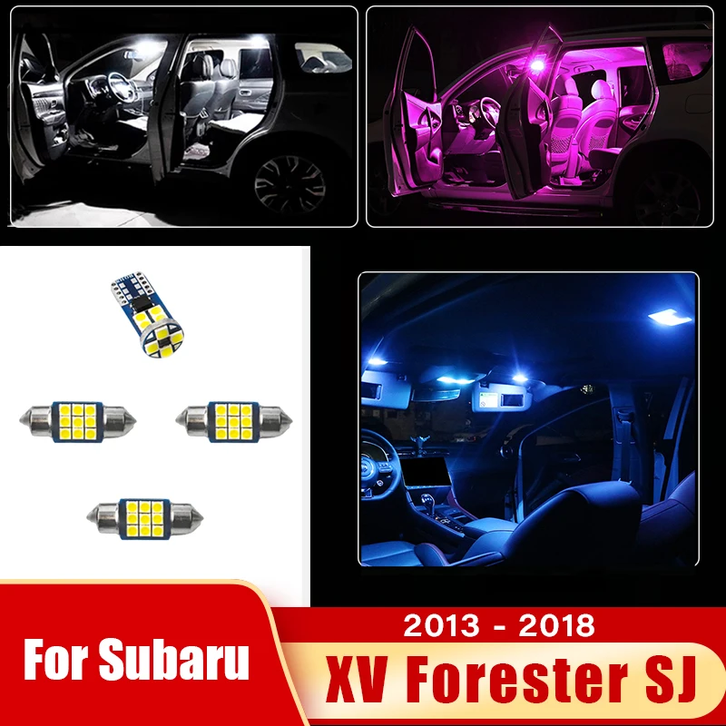 4pcs 12v Car LED Bulb For Subaru XV Forester SJ 2013 2014 2015 2016 2017 2018 Interior Dome Reading Lamp Trunk Light Accessories