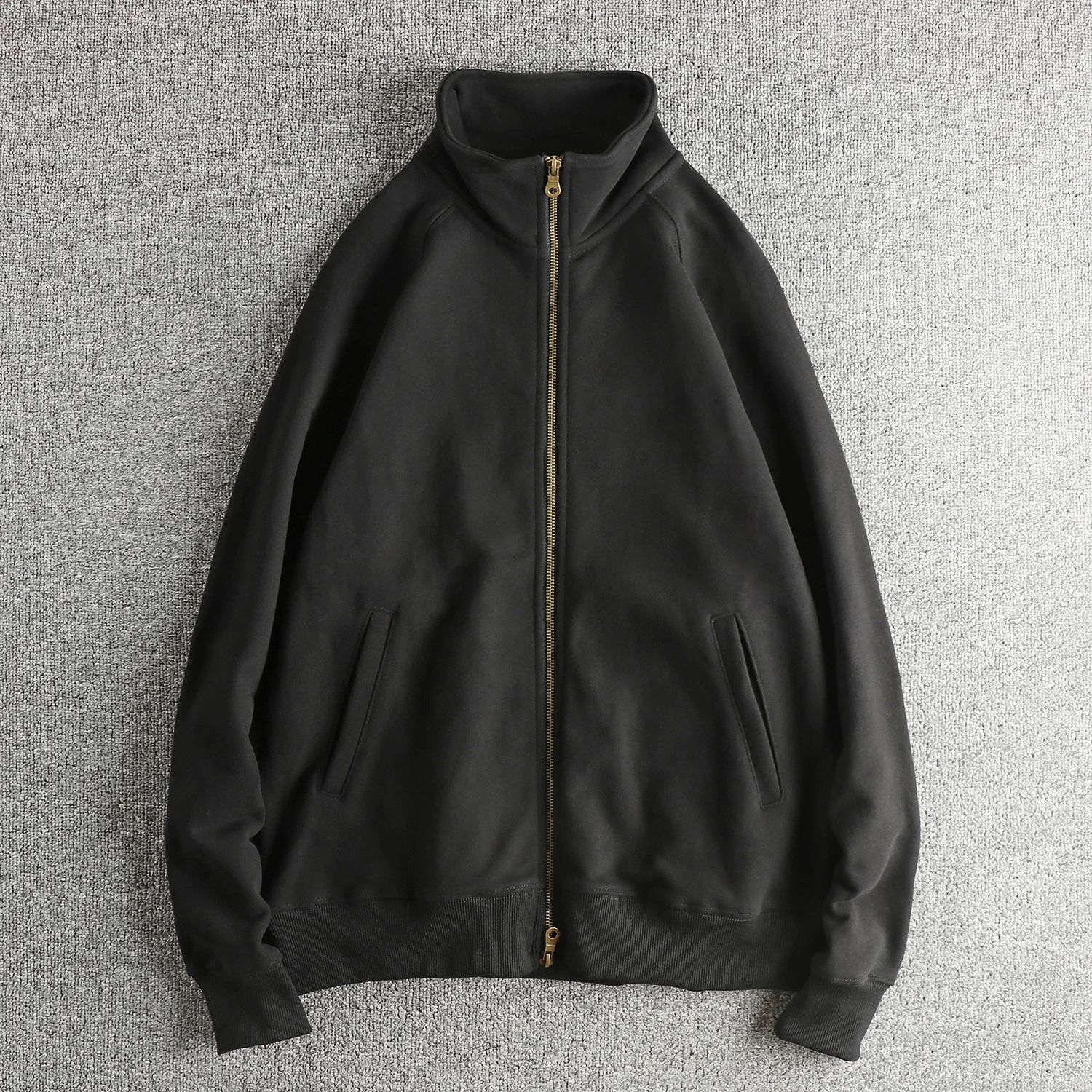 Autumn and winter heavy velvet thickened stand collar men's sweatshirt American retro youth jacket
