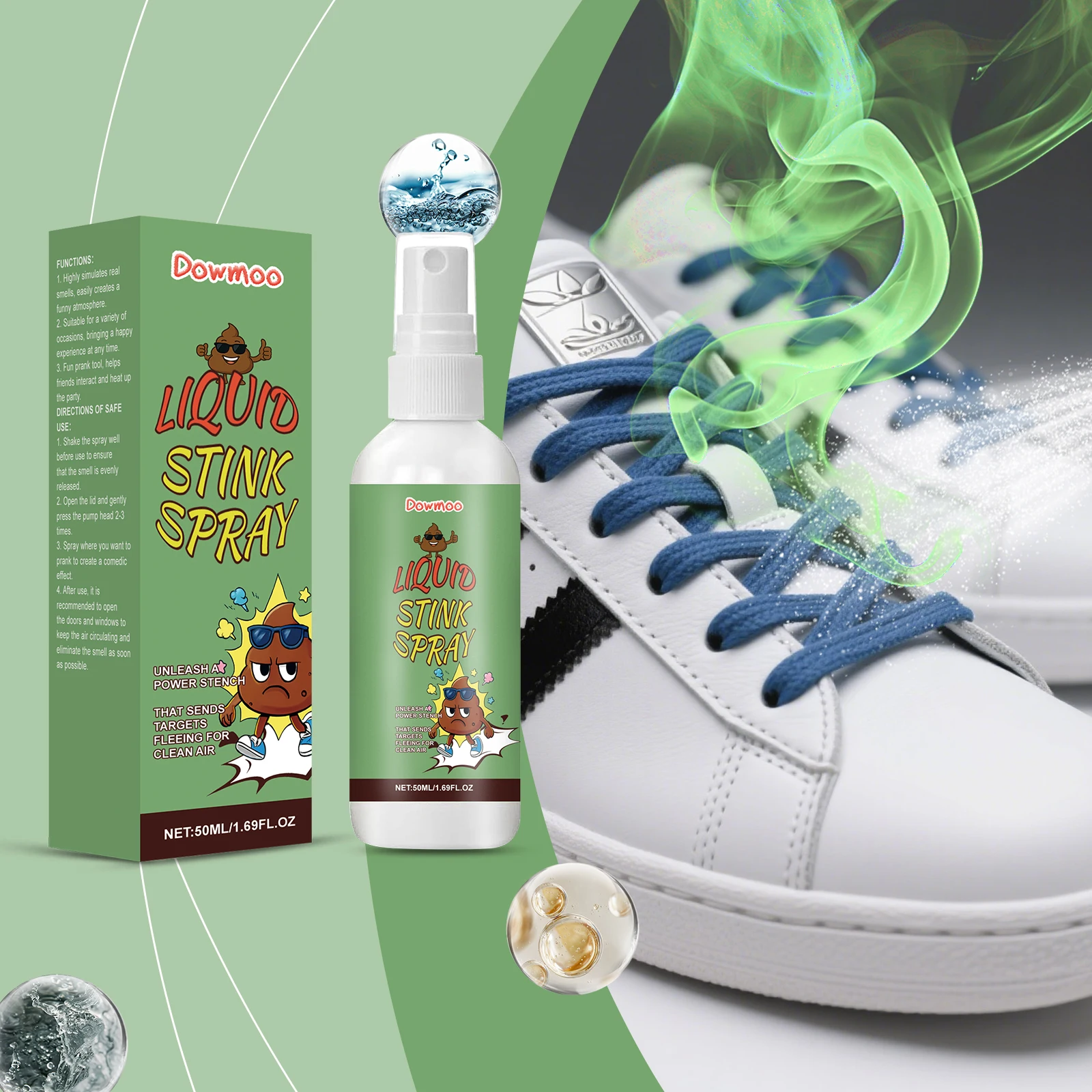 Dowmoo Halloween Stinky Fart رذاذ قوي نتن لعبة مزحة طويلة الأمد غير سامة للترفيه جو نكتة لوازم الحفلات
