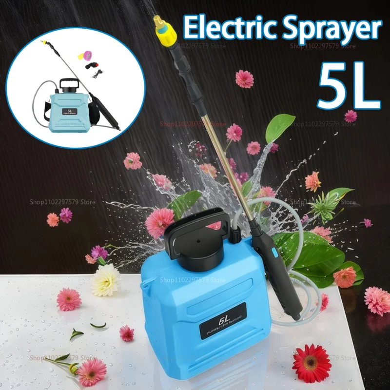 Spruzzatore elettrico per pesticidi da 5 litri Spray per fertilizzanti per fiori agricoli ricaricabili ad alta pressione automatico per l'agricoltura del giardino