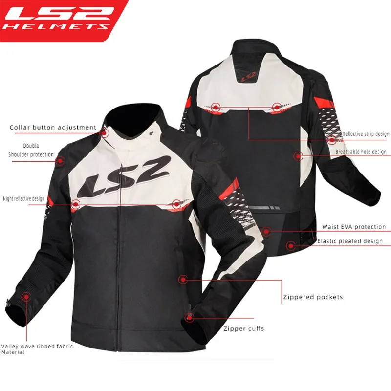 LS2 APEX MJ162 Motorcycle Jacket Autumn Winter Waterproof Windproof Warm Jacket Men Women CE Anti-fall Motocross Riding Clothing