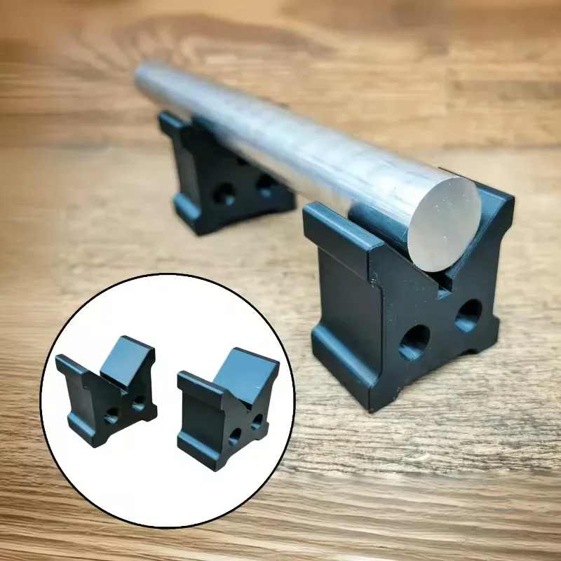2Pcs Black V‑Block Support Blocks, 90° Round Bar V‑Clamp Fixing Bracket, Cylinder Positioning Holder for Lathe Machining