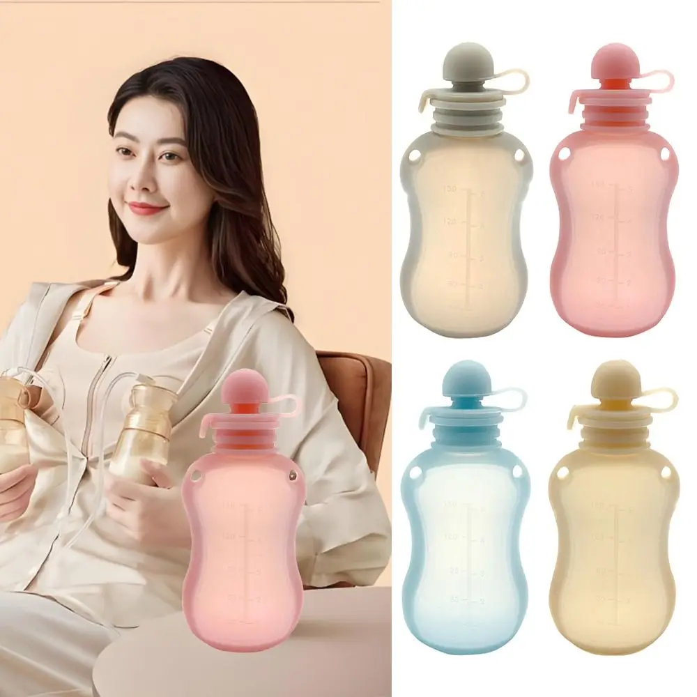 BPA Free Food-grade Silicone Food Pouches Refillable 150ml Capacity Squeezable Pouch Washable Bottles Toddler