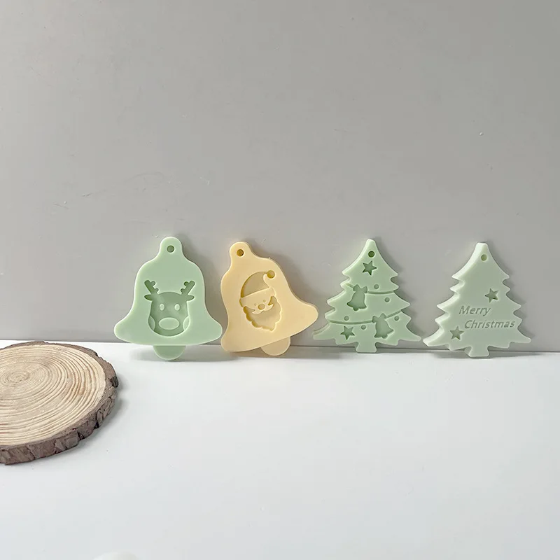 Diy Christmas Pendant Resin Mold Deer Snowflake Christmas Tree Santa Claus Epoxy Silicone Mould  Christmas Tree Decoration