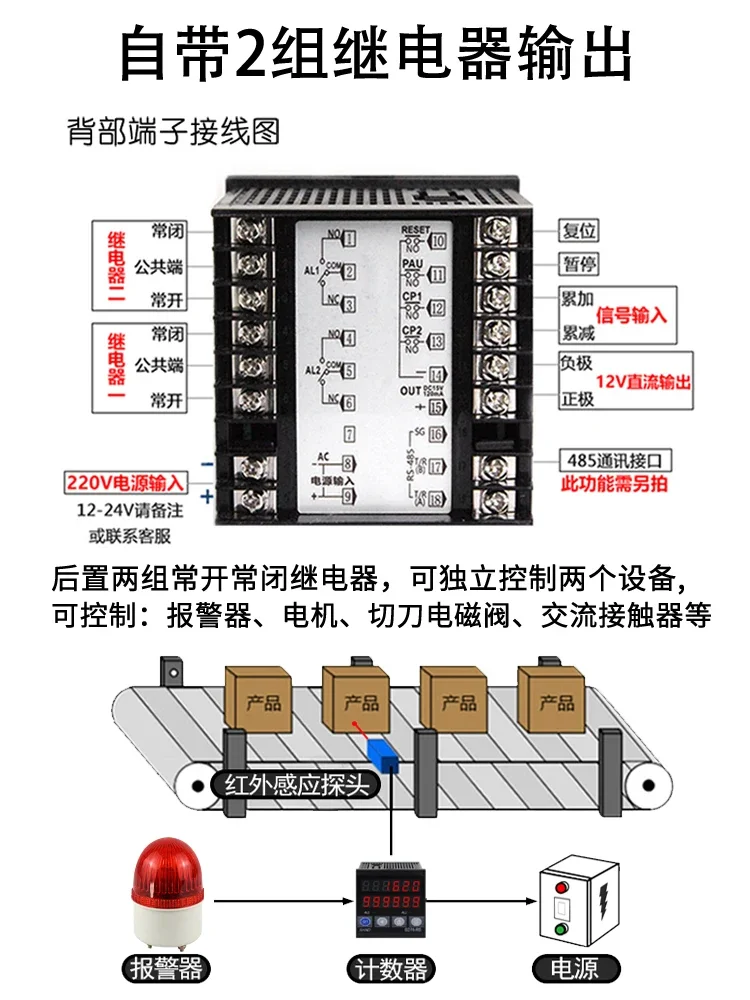 485 communication counter, WiFi 4G network port can be connected to a computer or phone to view infrared smart point counter