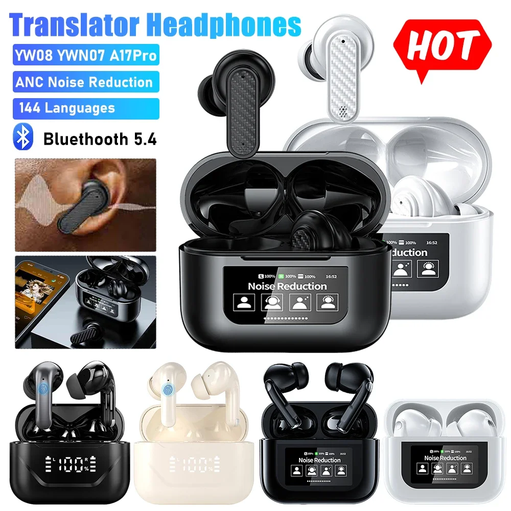 YW08 YWN07 A17Pro Translator Headphones 144 Languages Real-time Translation Earbuds TWS Wireless In Ear Headphones Translator