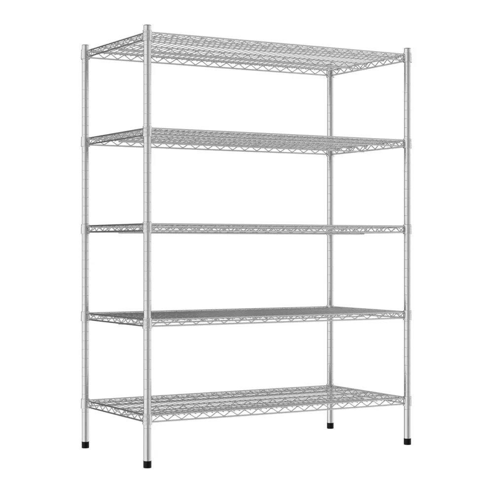 

Listed Chrome Stationary Wire Shelving Kit 24" x 48" x 64", with 5 Shelves Perfect for Warehouse