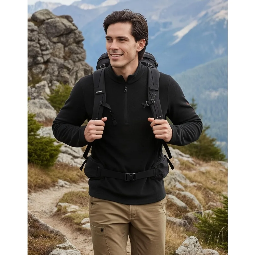 Pioneer Camp Men's Lightweight Polartec Micro Fleece Jacket 1/4 Zip Pullover Casual Warm Coat Outdoor Soft Thermal Sweatshirt