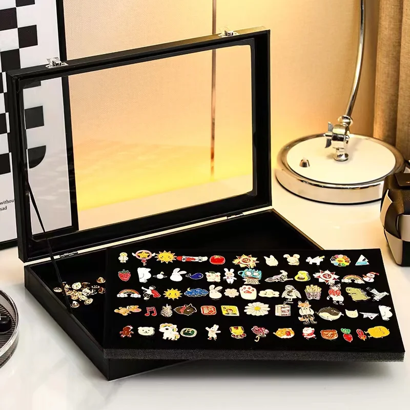 Badge Storage Box display box Transparent Dust-proof Chest Pin Box Medal Display Stand brooch Jewelry Collection Display Frame