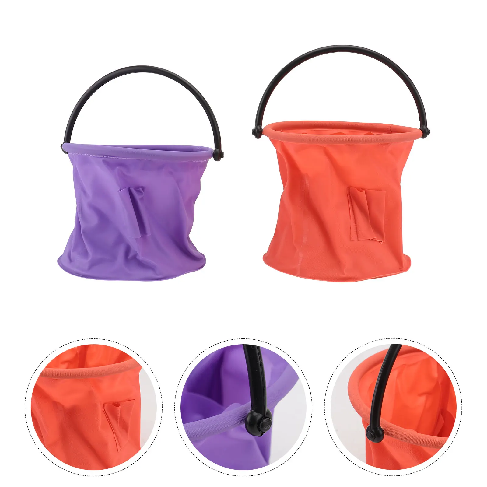 

2pcs Foldable Paint Pen Washing Bucket Large Capacity Holder For Camping Travel Fishing Orange Purple Plastic Brush Bucket