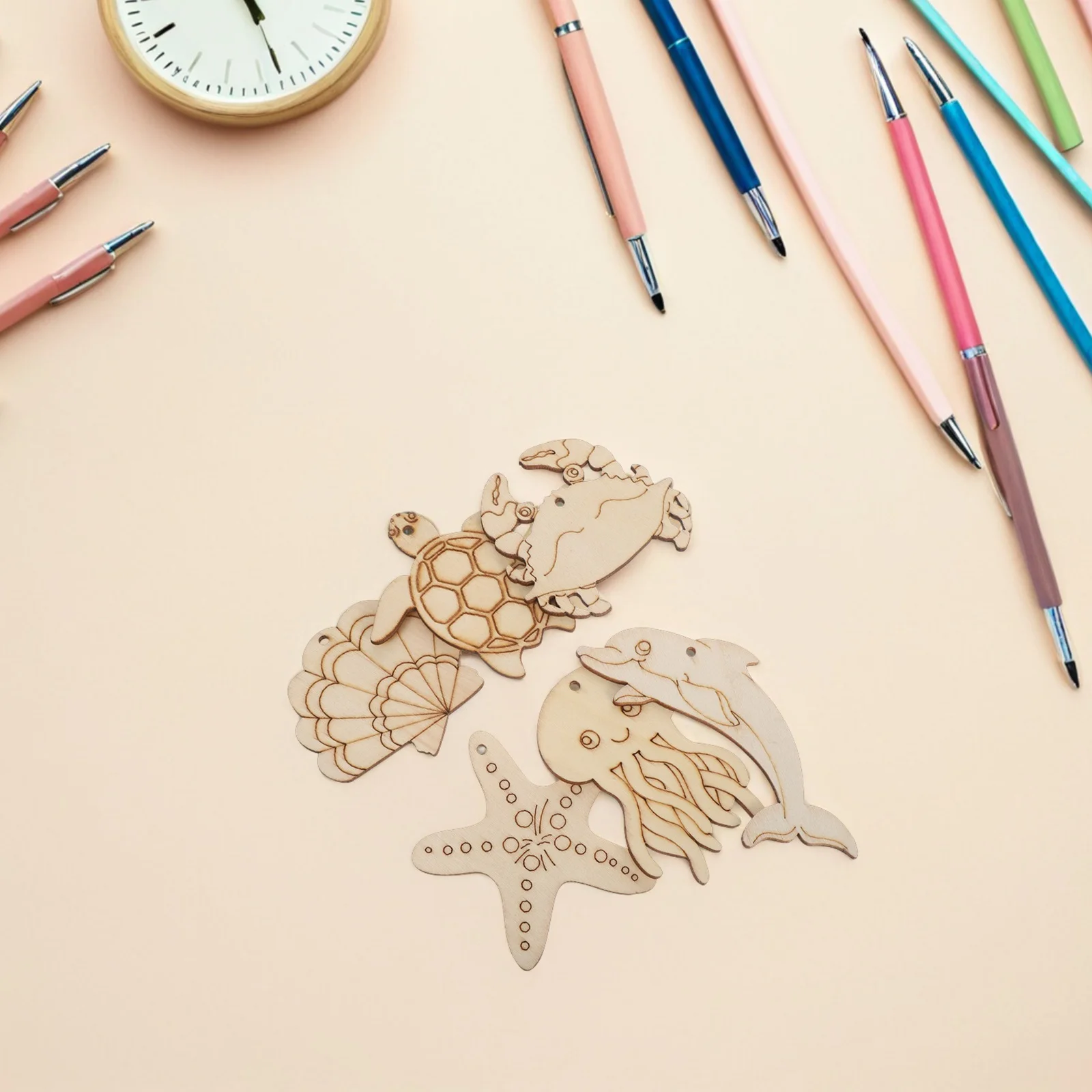 

60Pcs DIY Unfinished Wood Ocean Animal Cutouts Natural Wood Crafts for Kids and Adults Sea-Themed Party Decorations