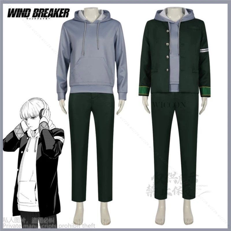 Ren Kaji Cosplay Anime Wind Breaker Cos Costume Hoodies Coat Athletic Wear School DK Uniform Adult Man Carnival Christmas Suit