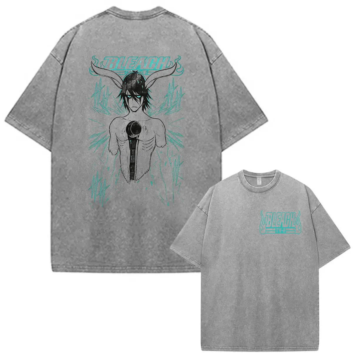 Vintage Washed Ulquiorra Cifer Bleach Anime T Shirts Men's Clothing Fashion Short Sleeve T-shirt Japanese Manga Oversized Tshirt