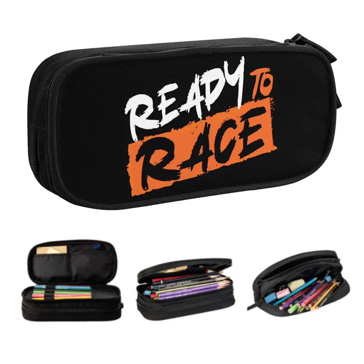 Ready To Race Logo Korean Pencil Cases Girl Boy Large Capacity Motocross Bitumen Pencil Box Students Stationery