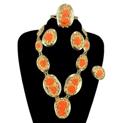 2024 New Hot Selling Brazilian Dubai Italian Gold Plated Necklace African Women's Anniversary Party Bold Jewelry Sets FHK14613