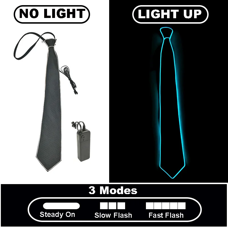 YEAHUI EL LED-Leuchten-Krawatten, leuchtende farbige Krawatten, verstellbare blinkende LED-Leuchten-Krawatte für Bar, Party, Bühnenshow, Festival, lustiges Geschenk 10