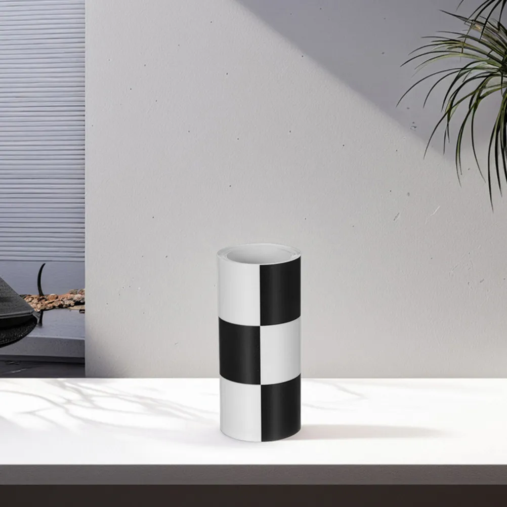 4 Rolls Waterproof Peel and Stick Wallpaper Checkered Flag Border Trim Black White Paper for Bathroom Kitchen Bedroom