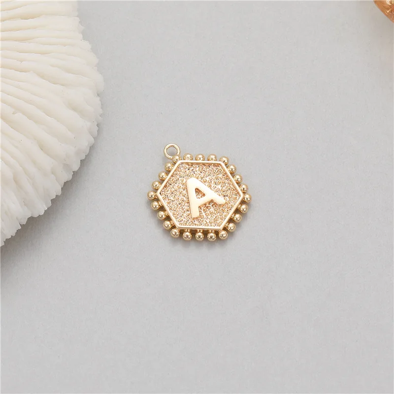 5Pcs Rivet Hexagonal 26 Alphabet Letter Charms DIY Jewelry Making Accessories For Earrings Bracelets Necklace view 3
