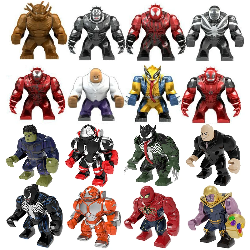 Superhero Series Large Figure Collection: Anti-Hulk, Kingpin, Thanos, Groot, Venom Educational Building Blocks Toys for Children