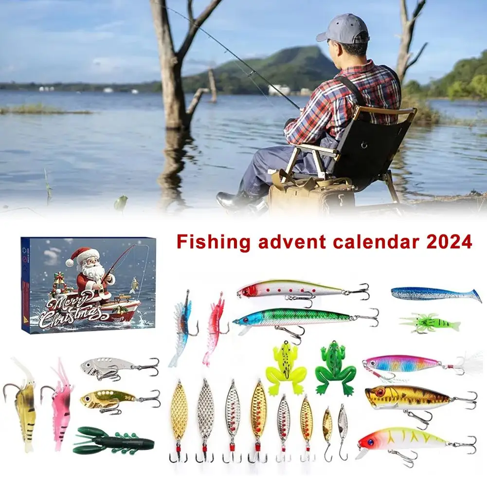 2024 Fishing Tackle Advent Calendar 24 Day Christmas Tackle Advent Creative Gifts Christmas Box Calendar Fishing Countdown X5M8