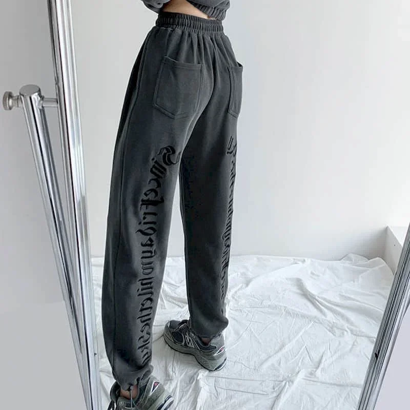 

2024 Spring Summer New Pants Female Students Korean Harajuku Loose Casual Plus Fashion Streetwear Women Goth Sweatpants Trousers